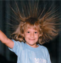 Young girl with static hair